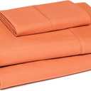 Amazon Basics Lightweight Super Soft Easy Care Wrinkle Free Microfiber 3-Piece Bed Sheet Set with 14-Inch Deep Pockets, Twin, Brick, Solid
