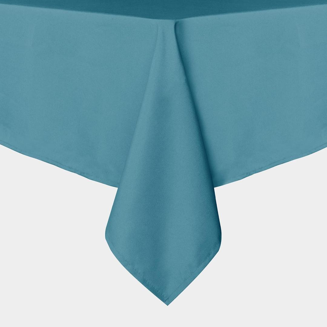 sancua Rectangle Tablecloth - 90 x 132 Inch - Stain and Wrinkle Resistant Washable Polyester Table Cloth, Decorative Fabric Table Cover for Dining Table, Buffet Parties and Camping, Teal (132" x 90" (Rectangular))