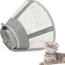 Supet Cat Cone Collar Soft, Air Mesh Recovery Collar to Stop Licking, Breathable Neck Cone Alternative for Small Kitten, Lightweight Cat Head Cone Anti Scratch (S) (Orange)