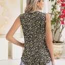 Kistore Womens Summer Tank Tops Sleeveless Crew Neck Pleated Blouse Shirts Fashion Clothes 2025 (Black, M)