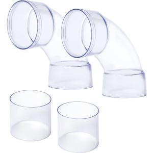 POWERTEC 70309-P2 4 Inch ID 90 Degree Elbow for 4" OD Dust Collection Pipes, Adapters and Fittings with Splice for 4 Inch ID Dust Collection Hose Connector (Clear), 2 Sets