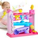 Toddler Musical Toys for 1+ Years Old Girls,Fine Motor Skills Developmental Baby Toy 12-18-24+ Months,Bilingual Toddler Learning Ball Drop Toy,Infant Birthday Gifts Toys for 1 2 Year Old Girl(Pink)