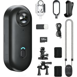JETO 4K Mini Body Camera 128GB, Wearable Magnetic Clip-On Camera, 150 Wide Angle POV, WiFi App Live View, Waterproof Case, Helmet/Bike Mount, Action Camera for Travel Cycling Motorcycle Vlog