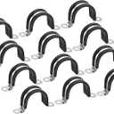 uxcell 12Pcs 38mm(1-1/2") Cable Clamp, Rubber Pipe Strap Rubber Cushioned 304 Stainless Steel Hose Clamp U Shape Metal Clamp Tube Holder for Tube Pipe Wire