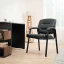 Amazon Basics Classic Faux Leather Office Desk Chair with Armrests, Metal Frame, Black, 27.4D x 23.6W x 35.8H in