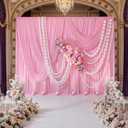 10ft x 10ft Wrinkle Free Pink Backdrop Curtains for Parties, Polyester Baby Pink Backdrop Drapes 2 Panels 5x10ft for Wedding Girl Birthday Party Photography Background