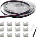 HAMRVL 10mm Led Strip Light Connectors 5 Pin 12 Pack, Strip to Wire Solderless Transparent Track Lighting kit Adapter Connectionwith 6M/19.68ft Led Wire Extension Cable for White Led Tape 12/24V