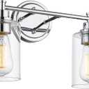FEMILA Modern Bathroom Light Fixtures, 2-Light Bathroom Vanity Lights Over Mirror with Clear Glass Shade, Chrome Finish, 4FYC56B-2W CH (14.3")