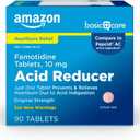 Amazon Basic Care Original Strength Famotidine Tablets, 10 mg, Acid Reducer, Heartburn Medicine, Acid Indigestion Relief, 90 Count