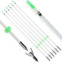TIGER ARCHERY 34inch Bowfishing Arrows Solid Fiberglass Shaft with Broadhead for Compound Bow and Recurve Bow Fishing Arrow Archery and Hunting (Pack of 6)