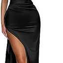 Memoriesea Women's Sexy One Shoulder High Split Cocktail Wedding Party Maxi Dress, Large