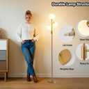 Fiqevs Mid Century Modern 3 Globe Tree Floor Lamp - Dimmable LED Standing Lamp with Bulbs, Warm Light for Living Room Bedroom Office - Antique Brass/Gold