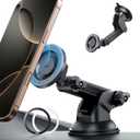 ESR Dashboard Magnetic Phone Holder for Car, for MagSafe Car Mount, Windshield Vacuum Car Mount for iPhone 17/16/16e/15/14/13/12, Samsung, Pixel 10, Charging Not Supported, 2 Metal Rings Included