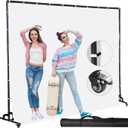 Movable White Backdrop Stand with Pulley, Suitable for Studio Photography, Stage Background Layout, Portrait and Product Photography, Live Streaming, Cutout (7 * 10FT)