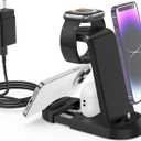 3 in 1 Charging Station, 25W Fast Charger Station Stand for iPhone 14/13/12/11/Pro/Max and Apple Watch,Charging Stand Dock for AirPods,Charger Multiple Devices with 25w Adapter & 60w C to C Cable