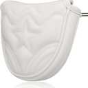 Mallet Putter Headcover - Golf Putter Head Cover with Magnetic Closure & Stars - White
