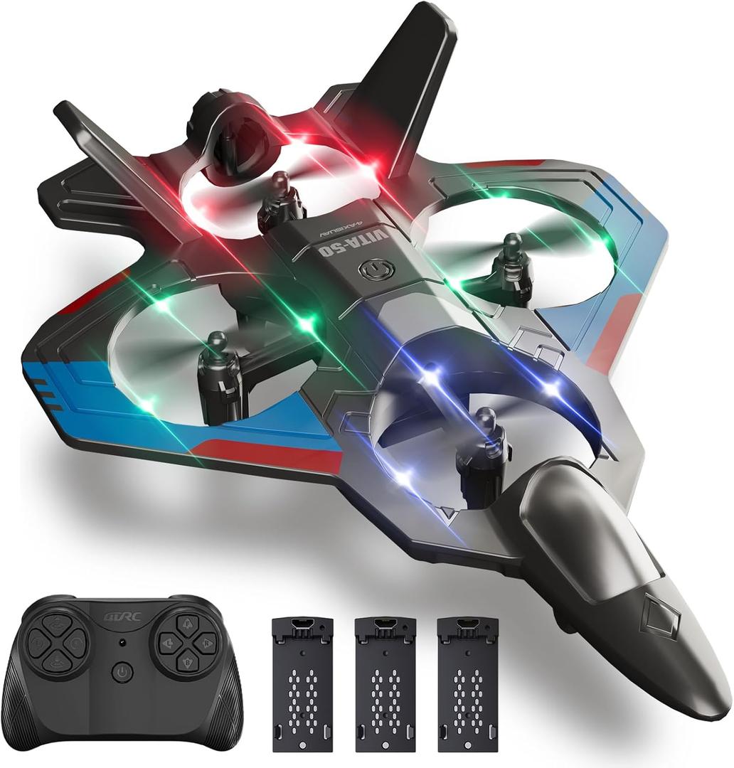 Foam Remote Control Airplanes with 3 Batteries, RC Plane Airplane Toys for Boys Kids Adults Beginners 4-8 8-12 12-16, RC Planes Fighter Jet Helicopter Drones for Kids Adults, 360 Flip Easy to Fly