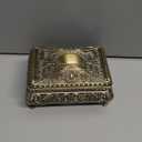 Metal Jewelry Box Wedding Souvenir Gift Trinket Box Rectangle Carved Box for Rings Earrings Necklace 12.8 X 8.5 X 6.5cm (Bronze)