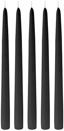 Elegant Black 12 Inch Taper Candles - Pack of 12 Premium Unscented, Dripless & Smokeless Hand-Dipped Candles for Birthday, Wedding or Dinner Decorations and Formal Candle lighting