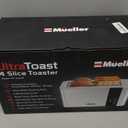 Mueller UltraToast Full Stainless Steel Toaster 4 Slice, Long Extra-Wide Slots for Bagels and Waffles, 6 Browning Levels, LED Display, Cancel/Defrost/Reheat Functions & Removable Tray, Kitchen Gadgets
