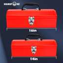 MANUFORE 16" Metal Tool Box Lightweight and Sturdy Storage Box Made of Heavy Steel and Nicely Finished and Painted
