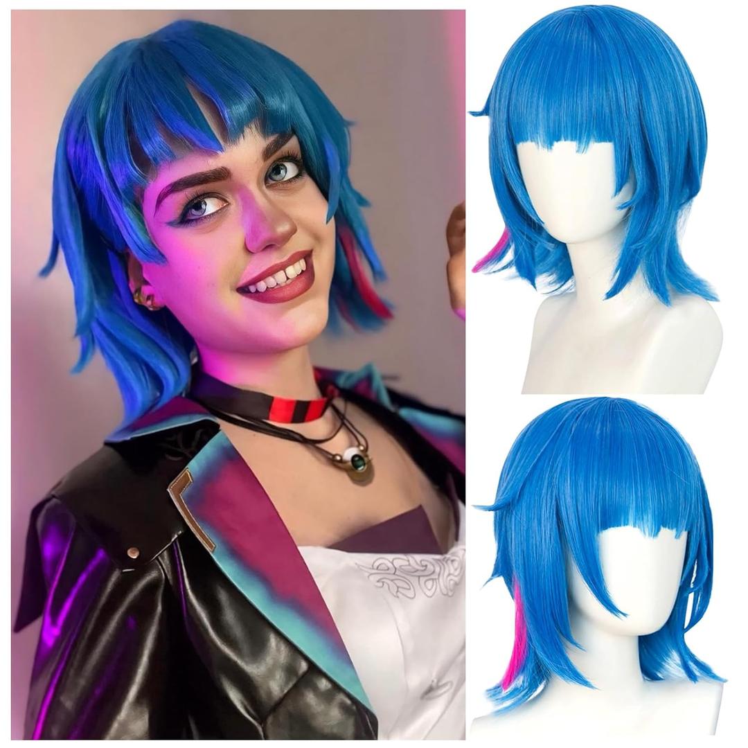 Blue Anime Wig Short Blue Bob Cosplay Wig Women Girls Halloween Party Heat Resistant Synthetic Hair