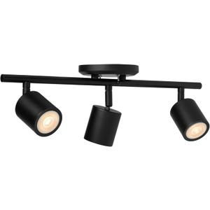 Amazon Basics 3-Light Track Lighting Kit, Dimmable, Adjustable Rotating Heads, GU10 MR16 LED Bulbs Included, 19.9L x 5.1W x 6.65H in, Black