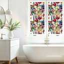 Window Privacy Film, 3D Tulip Stained Glass Window Film, No Glue Removable Privacy Film, UV & Heat Blocking Decorative Window Film for Bedroom Living Room Kitchen, 16.9 x 78.7 inches