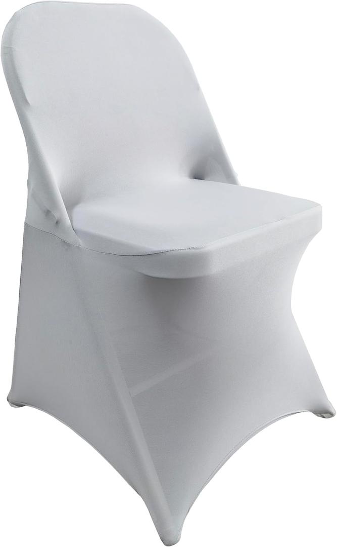 Spandex Folding Chair Cover Covers Stretch Chair Protectors for Wedding Party Events (2, Light Gray)