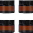 Amber Glass Jars with Lids, 4 Pack 1oz Small Glass Jars with Inner Liners, 30 ml Reusable Empty Round Cosmetic Container for Creams, Lotion, Cosmetic, Spice, Powder