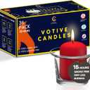 Candle Charisma Red Unscented Votive Candles - 15 Hour Burn time - Set of 36 for Dinner, Wedding, Halloween and Holiday Decorations