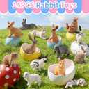 Realistic 14 PCS Easter Bunny Figurines Rabbit Animal Figures Toys | Farm Animal Toy for Cake Toppers, Easter Egg Fillers, Party Favors for Toddlers, Easter Decor, Spring Decorations for Home