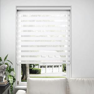 28" W x 72" H Cordless Zebra Blinds and Shades,Privacy for Day and Night,Free-Stop Roller Shades,Blinds for Windows Living Room Office Bedroom Door (White)