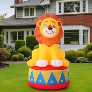 LED 5 FT Inflatable Lion for Circus Carnival Party Outdoor Decorations, Carnival Theme Birthday Party Blow up Animal for Outdoor Indoor Pool Yard Decorations