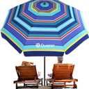 Duerer Beach Umbrellas, 7.5FT/8.5FT Sandbag Beach Umbrella for Sand with Anchor Heavy Duty Windproof, Height Adjustable Tilt Iron Pole, Portable Beach Umbrella with Carrying Bag for Beach