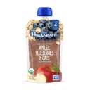 Happy Baby Organics Stage 2 Baby Food Pouches, Gluten Free, Vegan & Healthy Snack, Clearly Crafted Oat & Fruit Puree, Apples, Blueberries & Oats, 4 Ounces (Pack of 16) (EXP 04/30/26)