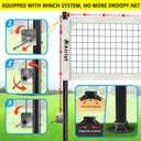 Heavy Duty Volleyball Net Outdoor with Steel Anti-Sag System, Adjustable Aluminum Poles, Professional Volleyball Nets Set for Backyard and Beach, Volleyball and Carrying Bag