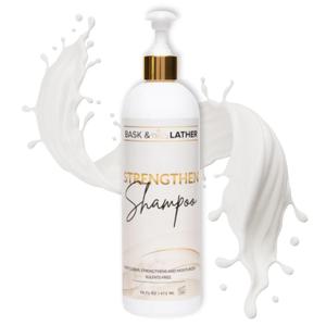 BASK & LATHER Strengthen Hair Shampoo  All-Natural, pHBalanced Formula for Hair Growth & Repair, SulfateFree, SiliconeFree, ParabenFree (XL 16oz)