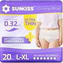 SUNKISS TrustPlus Women's Ultra Thin Incontinence Panties, 20 Disposable Underwear, White, Size L/XL, 7 Drops, Fast Absorption, Comfortable Protection for Urinary Leaks or Postpartum