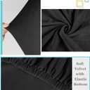 Headboard Cover for Queen Bed, Stretchy Velvety Headboard Slipcover, Dustproof Durable Protector Cover for Bed Headboard, Velvet Soft Fabric (Jet Black)