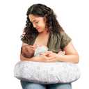 Boppy Nursing Pillow - Firm, Ergonomic U-Shaped Bottle and Breastfeeding Pillow with High Lift for Comfort and Support, Spacious Surface - Gray Gentle Leaves, 19.5"L x 6"W x 16"H