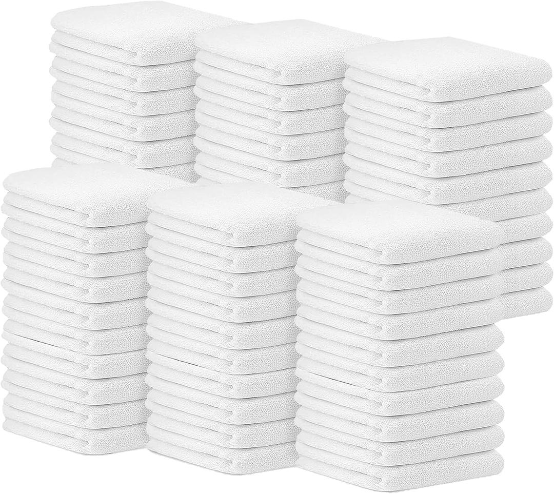 Avalon Towels Bar Towels (Pack of 60) Size 14x17 Inches 100% Cotton, Absorbent and Reusable Cleaning Rags, Multipurpose Cleaning Towels, Terry Cloth Rags, Durable Shop Rags (White)