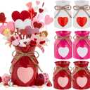 Domensi 6 Pcs Valentine's Day Vases Decor Valentines Table Centerpiece Heart Galvanized Metal Milk Can Jug Vase for Flowers Utensil Holder Jar Pot for Kitchen Home Wedding Galentines Party Decorations