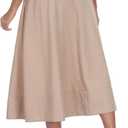 HOTIAN Women's A-Line Midi Skirts Casual Summer Elastic High Waist Pleated Flowy Beach Long Skirt with Pocket (M)