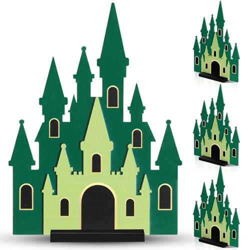Weysat 3 Pcs Pink and Green Party Decorations Green Wooden Castle Table Centerpiece Witch Theme Party Decorations for Movie Night Birthday Baby Shower Decor