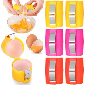 LemonRoad 6 Pcs Egg Shell Opener for Hard Boiled & Raw, Cracker Peeler Tool, Easy Egg Cutter for Kitchen, Cooking, Baking, Breakfast, Camping, Indoor & Outdoor Use(Orange, Pink, Yellow)