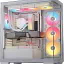 CORSAIR 3500X LX RGB Link Panoramic Mid-Tower PC Case – 3X Pre-Installed Fans, High Airflow, Spacious Interior, GPU Anti-Sag, Reverse Connection Motherboard Compatible – White