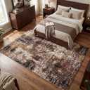 Merelax 6x9 Brown Red Area Rug for Living Room, Large Washable Boho Abstract Bedroom Rugs, Modern Non Silp Dining Room Playroom Area Rugs, Soft Low Pile Carpet for Office Study