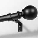 Zeerobee Curtain Rods for Windows 16 to 28, Adjustable Heavy Duty Wrap Around 1 Inch Curtain Rod, Outdoor Indoor Room Divider Modern Drapery Pole, Black, 16-28"