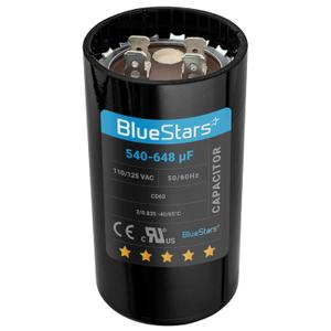 [2025 Updated] BlueStars 540-648 uF MFD 110-125 VAC Volt Run Round Start Capacitor 20% CD60 Replacement Part - Fit OEM Single Phase Motor Capacitors Condenser Straight Cool Heat Pump Air Conditioner